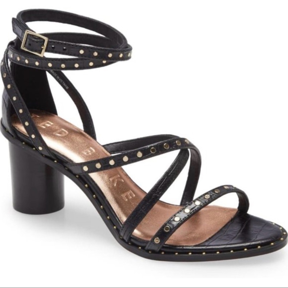 Ted Baker Black and Gold Strappy Heels